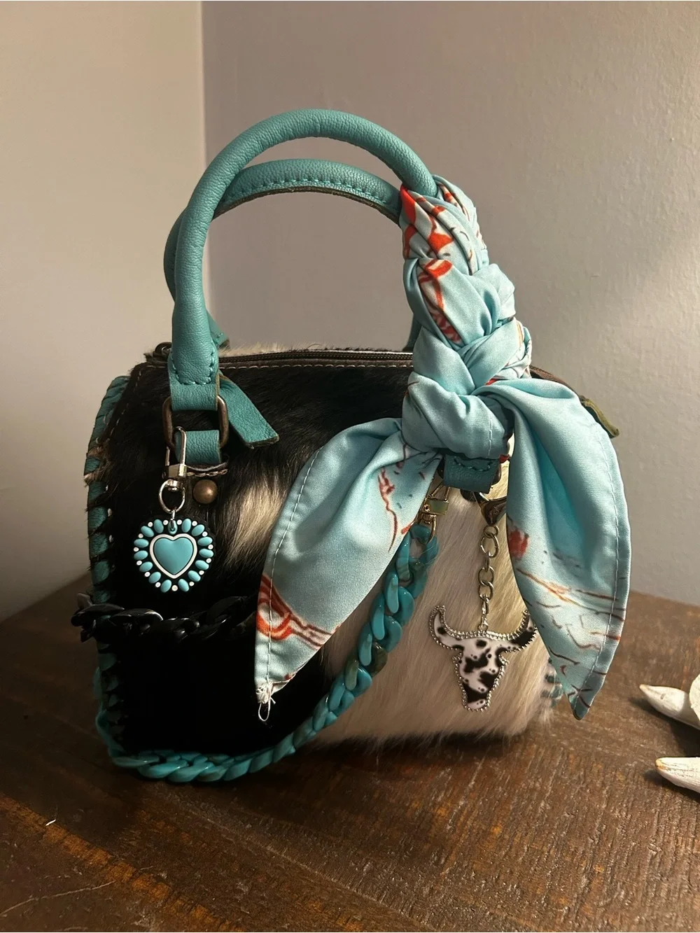 Teal and Turquoise Accent Women's Satchel Bag